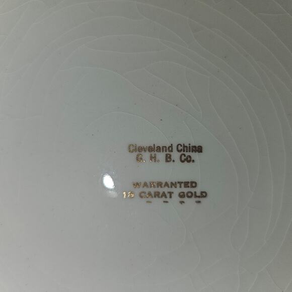 Cleveland China 7" Plates Set of 4 Greek Key 18K Gold Trim G.H.B. Co. Crazing - Picture 4 of 6